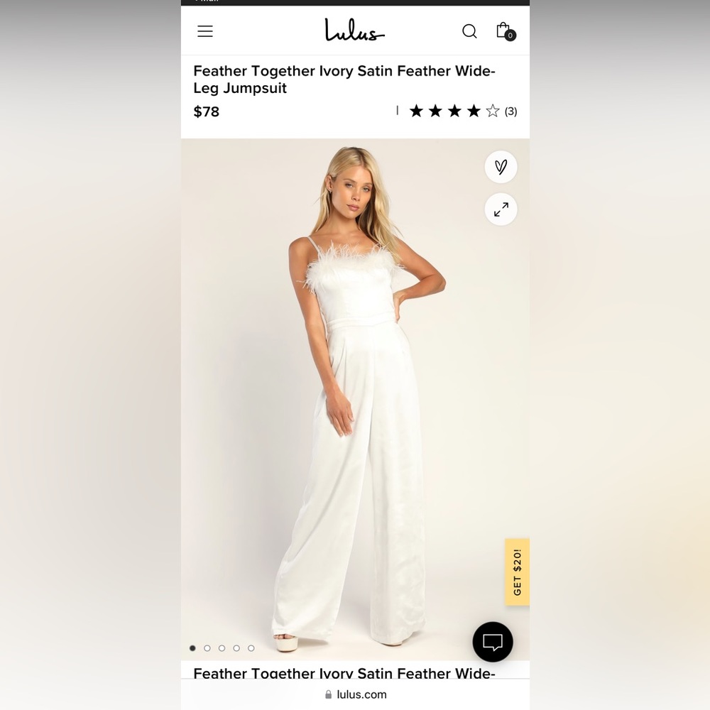 Lulus - white feather jumpsuit - NWT